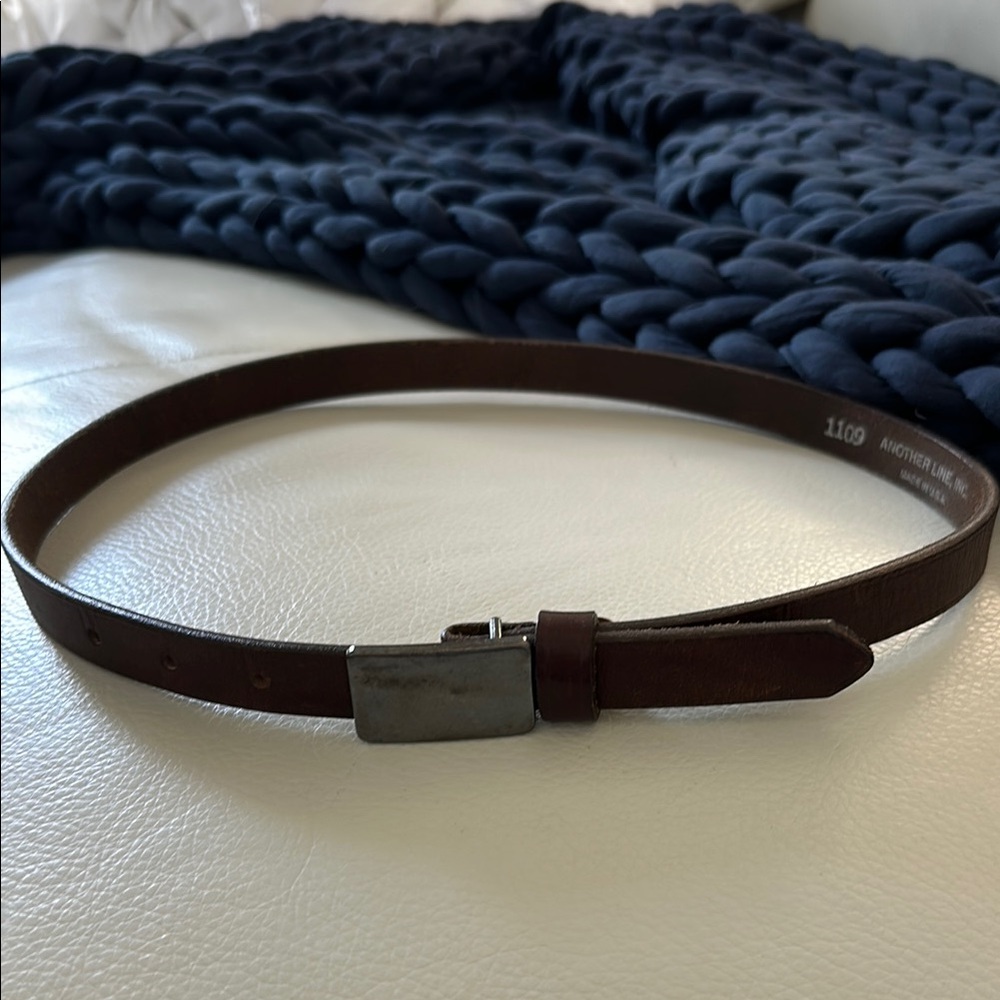 Brown Leather Belt with Gunmetal Buckle